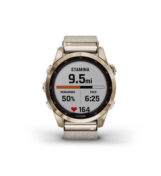 Смарт-годинник Garmin Fenix 7S Sapphire Solar Cream G. Titanium w. Cream H. Nylon Band (010-02539-39) 010-02539-39 фото