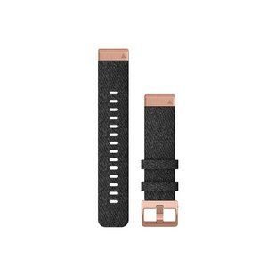Ремінець Garmin QuickFit 20 Watch Bands Heathered Black Nylon with Rose Gold Hardware ( 010-12874-00) 010-12874-00 фото