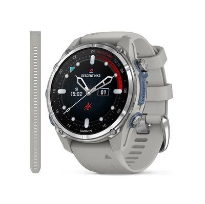 Смарт-годинник Garmin Descent Mk3 43 mm Stainless Steel with Fog Gray Silicone Band (010-02753-04) 010-02753-04 фото
