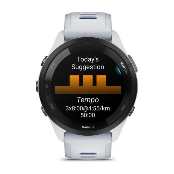 Смарт-годинник Garmin Forerunner 265 Black Bezel with Whitestone Case and Whitestone/Tidal Blue Silicone Band (010-02810-11) 010-02810-11 фото