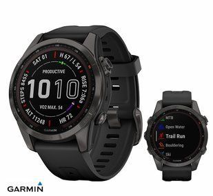 Смарт-годинник Garmin Fenix 7S Sapphire Solar Carbon G. DLC Titanium w. Black Band (010-02539-25) 010-02539-25 фото