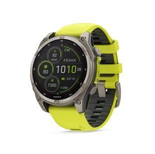 Смарт-годинник Garmin Fenix 8 47 mm Solar Sapphire Titanium w. Amp Yellow/Graphite Silicone Band (010-02906-21)  010-02906-21 фото