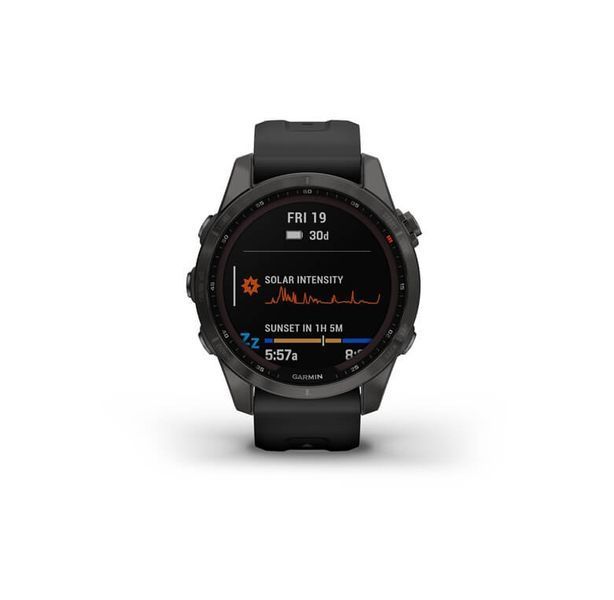 Смарт-годинник Garmin Fenix 7S Sapphire Solar Carbon G. DLC Titanium w. Black Band (010-02539-25) 010-02539-25 фото