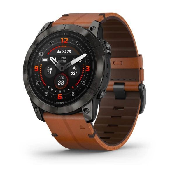 Смарт-годинник Garmin Epix Pro (Gen 2)  Sapphire Edition 51 mm Carbon Grey DLC Titanium with Chestnut Leather Band (010-02804-30) 010-02804-30 фото