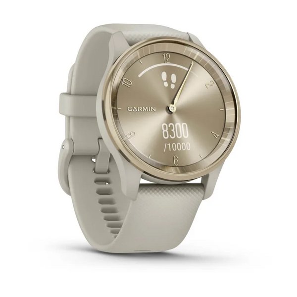 Смарт-годинник Garmin Vivomove Trend Cream Gold Stainless Steel Bezel with French Grey Case and Silicone Band (010-02665-02) 010-02665-02 фото