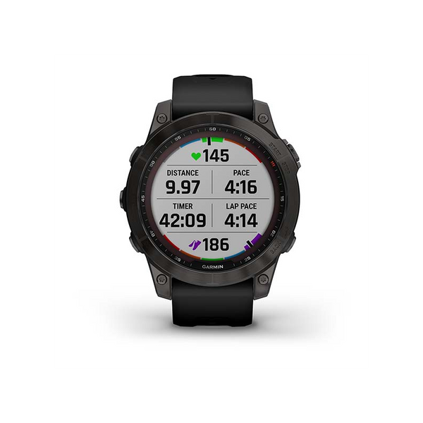 Смарт-годинник Garmin Fenix 7 Sapphire Solar Carbon Gray DLC Titanium with Black Band (010-02540-21) 010-02540-21 фото
