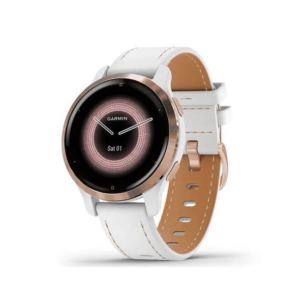 Смарт-годинник Garmin Venu 2S Rose Gold with White Leather Band (010-02429-23) 010-02429-23 фото