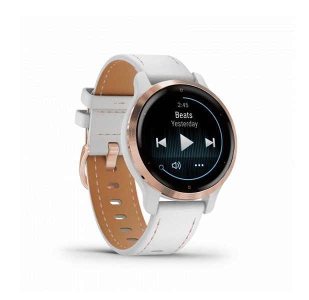 Смарт-годинник Garmin Venu 2S Rose Gold with White Leather Band (010-02429-23) 010-02429-23 фото