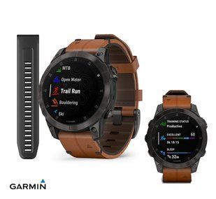 Смарт-годинник Garmin Epix (Gen 2) Sapphire  Black Titanium with Chestnut Leather Band ( 010-02582-30) 010-02582-30 фото