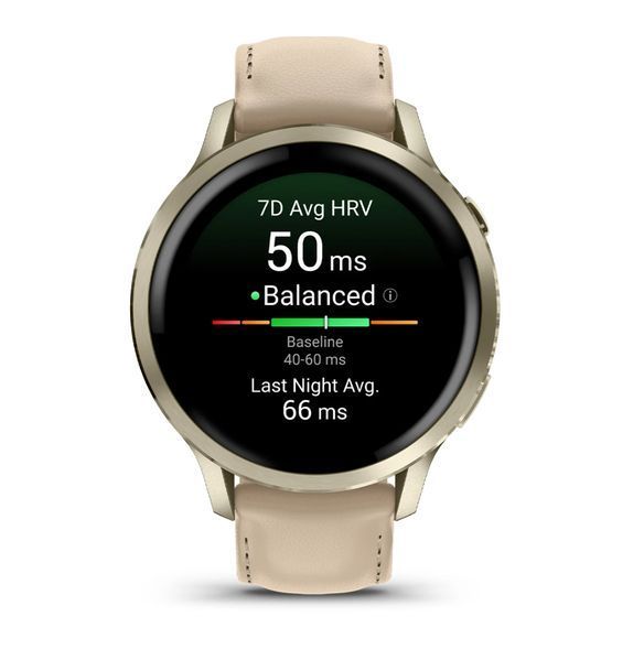 Смарт-годинник Garmin Venu 4 41 mm Lunar Gold with Light Sand Leather Band (010-03013-03) 010-03013-03 фото
