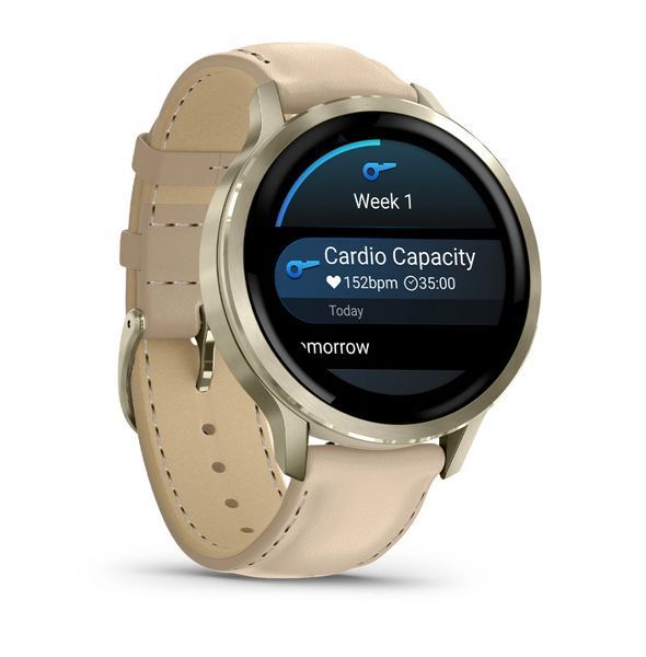 Смарт-годинник Garmin Venu 4 41 mm Lunar Gold with Light Sand Leather Band (010-03013-03) 010-03013-03 фото