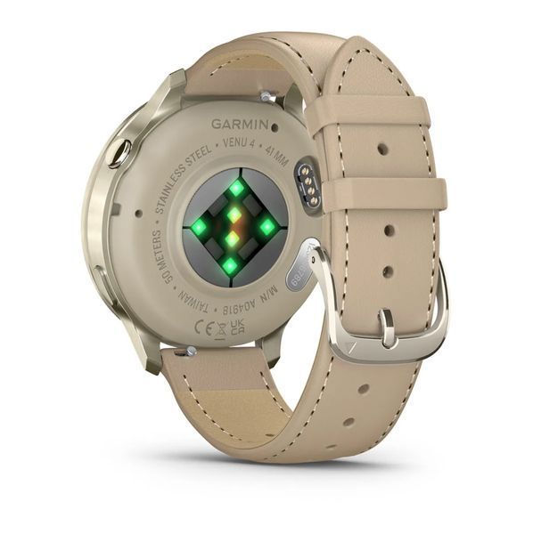 Смарт-годинник Garmin Venu 4 41 mm Lunar Gold with Light Sand Leather Band (010-03013-03) 010-03013-03 фото