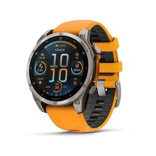 Смарт-годинник Garmin Fenix 8  47 mm AMOLED Sapphire Titanium with Spark orange/graphite silicone band (010-02904-11) 010-02904-11 фото