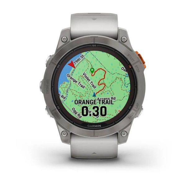 Смарт-годинник Garmin Fenix 7 Pro  Sapphire Solar Edition  Titanium with Fog Gray/Ember Orange Band (010-02777-21) 010-02777-21 фото