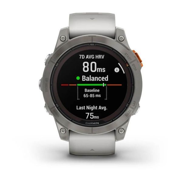 Смарт-годинник Garmin Fenix 7 Pro  Sapphire Solar Edition  Titanium with Fog Gray/Ember Orange Band (010-02777-21) 010-02777-21 фото