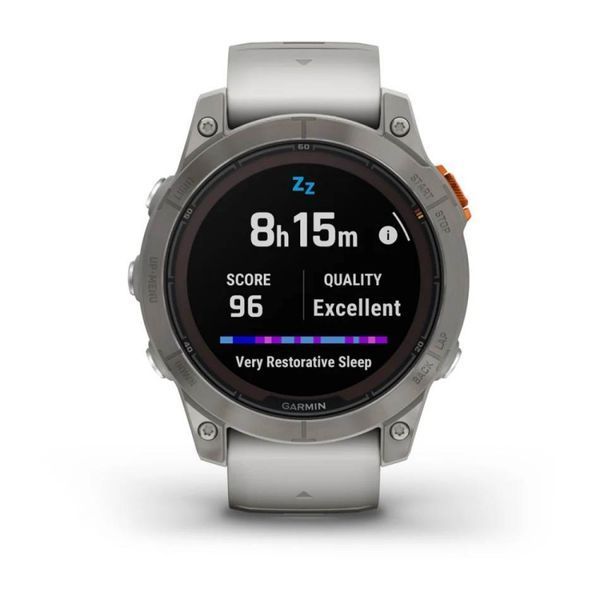 Смарт-годинник Garmin Fenix 7 Pro  Sapphire Solar Edition  Titanium with Fog Gray/Ember Orange Band (010-02777-21) 010-02777-21 фото