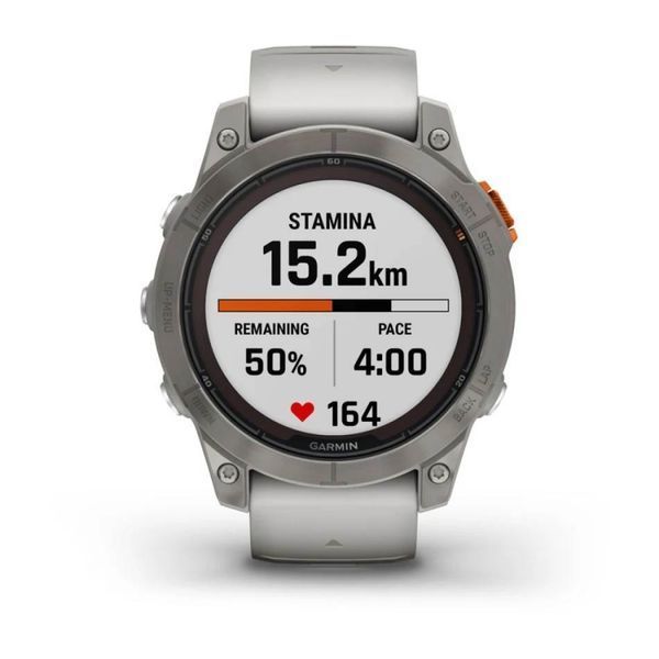 Смарт-годинник Garmin Fenix 7 Pro  Sapphire Solar Edition  Titanium with Fog Gray/Ember Orange Band (010-02777-21) 010-02777-21 фото