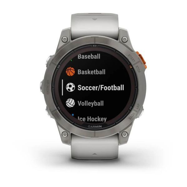 Смарт-годинник Garmin Fenix 7 Pro  Sapphire Solar Edition  Titanium with Fog Gray/Ember Orange Band (010-02777-21) 010-02777-21 фото