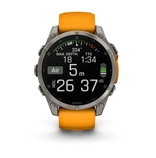 Смарт-годинник Garmin Fenix 8  51 mm AMOLED Sapphire Titanium with Spark orange/graphite silicone band (010-02905-11) 010-02905-11 фото