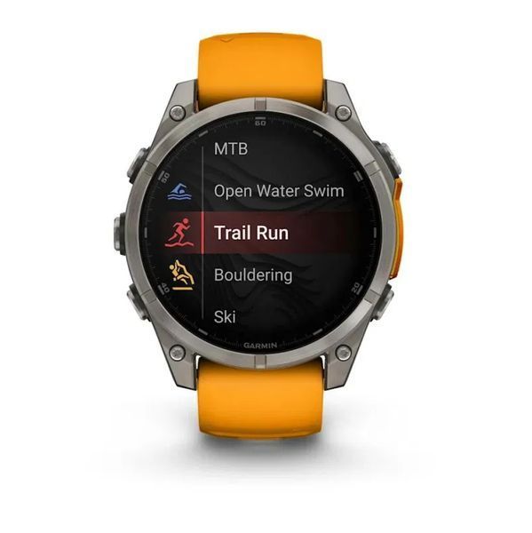 Смарт-годинник Garmin Fenix 8  51 mm AMOLED Sapphire Titanium with Spark orange/graphite silicone band (010-02905-11) 010-02905-11 фото