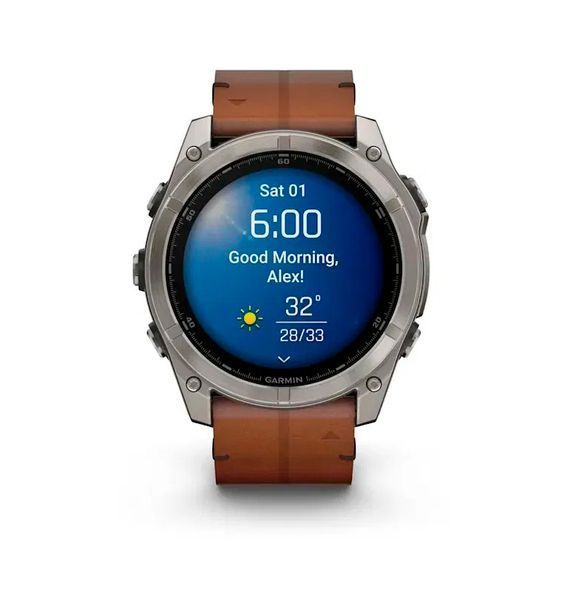 Смарт-годинник Garmin Fenix 8  51 mm AMOLED Sapphire Carbon grey DLC with Chestnut leather band (010-02905-40) 010-02905-40 фото