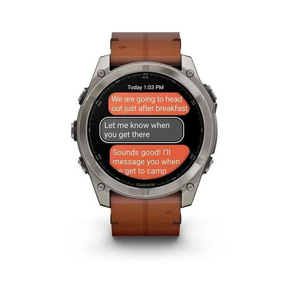 Смарт-годинник Garmin Fenix 8  51 mm AMOLED Sapphire Carbon grey DLC with Chestnut leather band (010-02905-40) 010-02905-40 фото