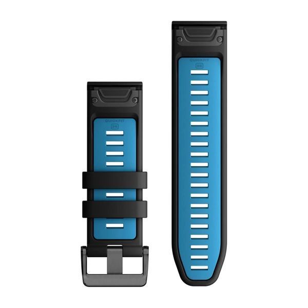 Ремінець силіконовий Garmin QuickFit 26 Watch Bands Black/Cirrus Blue Silicone (010-13281-05) 010-13281-05 фото