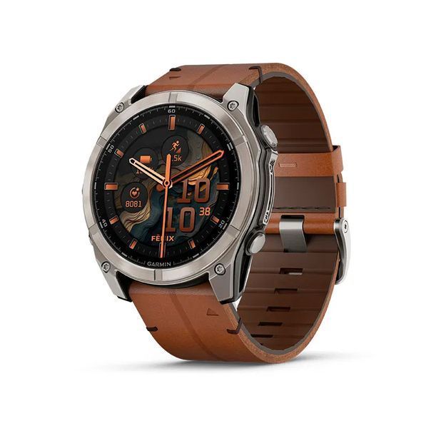 Смарт-годинник Garmin Fenix 8  51 mm AMOLED Sapphire Carbon grey DLC with Chestnut leather band (010-02905-40) 010-02905-40 фото