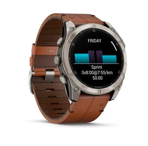 Смарт-годинник Garmin Fenix 8  51 mm AMOLED Sapphire Carbon grey DLC with Chestnut leather band (010-02905-40) 010-02905-40 фото