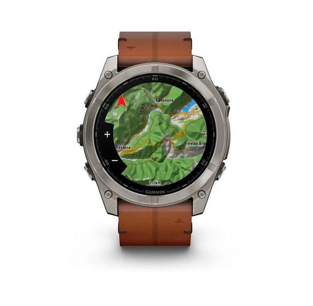 Смарт-годинник Garmin Fenix 8  51 mm AMOLED Sapphire Carbon grey DLC with Chestnut leather band (010-02905-40) 010-02905-40 фото