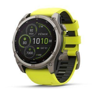 Смарт-годинник Garmin Fenix 8  51 mm Solar Sapphire  Titanium with Amp yellow/graphite silicone band (010-02907-21) 010-02907-21 фото