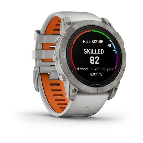 Смарт-годинник Garmin Fenix 7X Pro Sapphire Solar Edition Titanium with Fog Gray/Ember Orange Band (010-02778-15) 010-02778-15 фото
