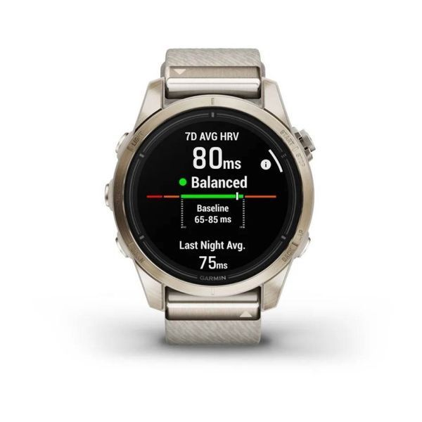 Смарт-годинник Garmin Epix Pro (Gen 2) Sapphire 42mm Soft Gold with Cream Heathered Nylon Band (010-02802-20) 010-02802-20 фото