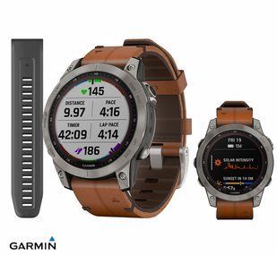 Смарт-годинник Garmin Fenix 7 Sapphire Solar Titanium with Chestnut Leather Band (010-02540-31) 010-02540-31 фото