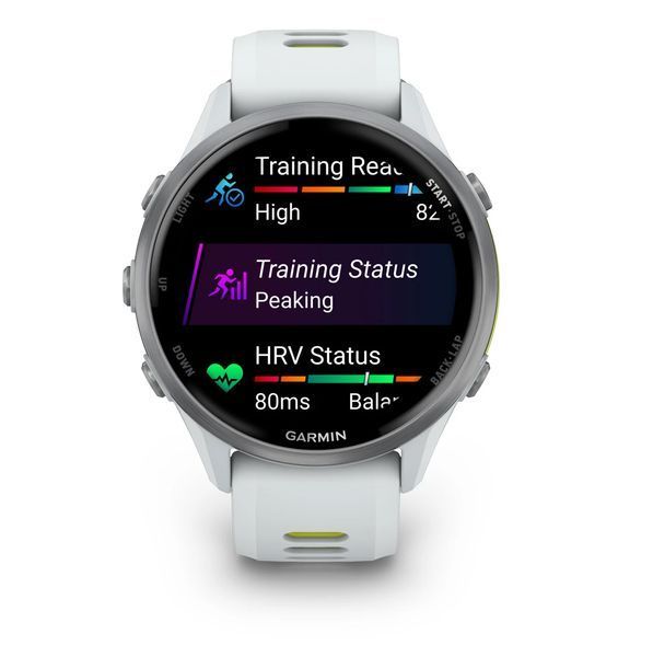 Смарт-годинник Garmin Forerunner 970 Titanium with whitestone case and whitestone/translucent amp yellow band (010-02969-11) 010-02969-11 фото