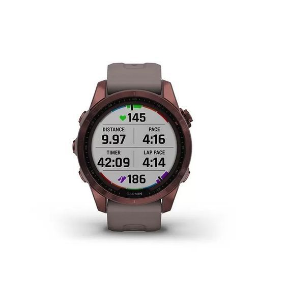Смарт-годинник Garmin Fenix 7S Sapphire Solar Dark Bronze Titanium w. Shale Grey Band (010-02539-29) 010-02539-29 фото
